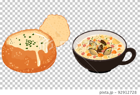 クラムチャウダーのイラスト 92912728