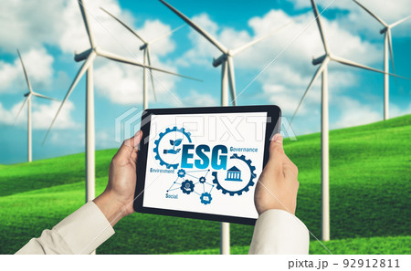 Green business transformation for environment saving and ESG business concept 92912811