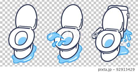 Illustration set of a leaking toilet 92913429