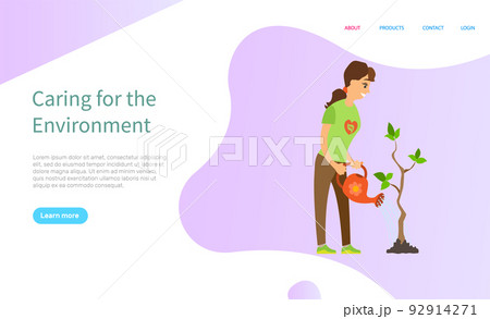 Ecosystem Support, Volunteer Woman, Tree Vector 92914271