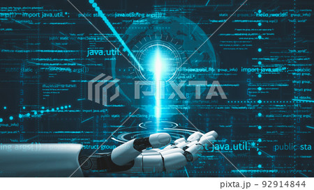Futuristic robot artificial intelligence revolutionary AI technology concept Futuristic robot artificial intelligence revolutionary AI technology concept 92914844