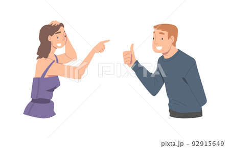 Excited Man and Woman Character Looking at Someone Demonstrating Attention Vector Set Excited Man and Woman Character Looking at Someone Demonstrating Attention Vector Set 92915649