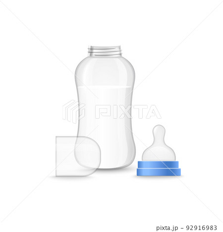 Bottle for infants feeding with milk, realistic 3d vector illustration isolated on white background. 92916983