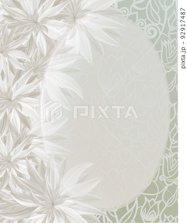 Beautiful white vertical invitation card with lotus flowers. For wedding, anniversary, birthday. 92917487