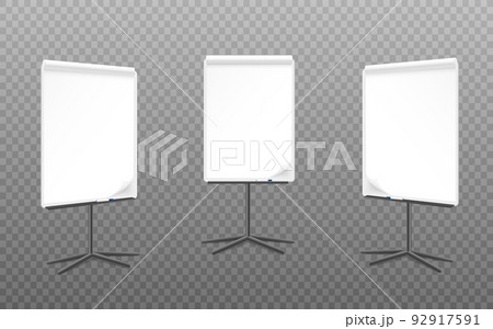 Flipchart mockup set at different angles realistic vector illustration isolated. 92917591
