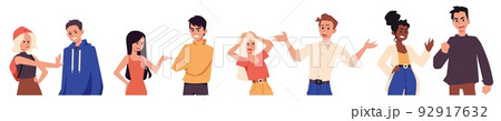 Angry arguing men and women group, flat vector illustration isolated on white. Angry arguing men and women group, flat vector illustration isolated on white. 92917632