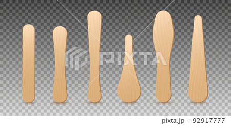 Popsicle Wood Sticks in Realistic Vector Illustration Isolated on