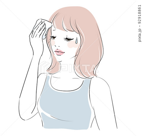 暑がるミディアムヘアの女性 92918861