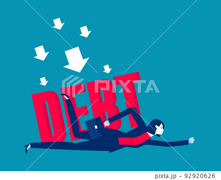 Getting pressed by debt. Business cartoon vector illustration 92920626