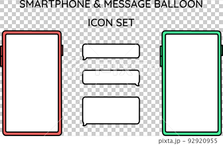 具有復制空間和消息語音氣泡圖標集的智能手機（紅色/綠色） 92920955