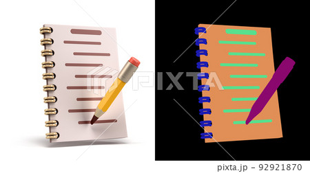 notebook with pencil simple icon 3d render on white with alpha notebook with pencil simple icon 3d render on white with alpha 92921870