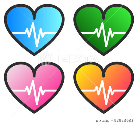 心臓のハートマークと心電図の波形イラストのイラスト素材