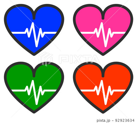心臓のハートマークと心電図の波形イラストのイラスト素材