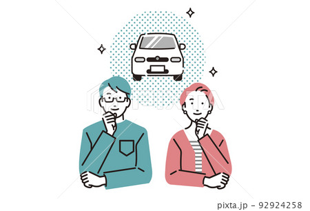 人物 車の購入を考える夫婦 人物 車の購入を考える夫婦 92924258