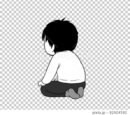 正座する男性 グレー 正座する男性 グレー 92924592