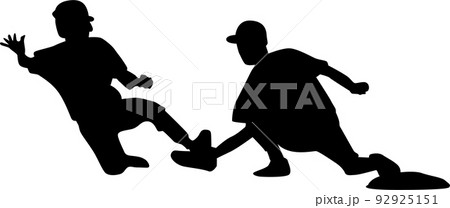 高校野球スライディングシルエットのイラスト素材