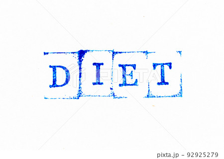 Blue color ink rubber stamp in word diet on white paper background 92925279
