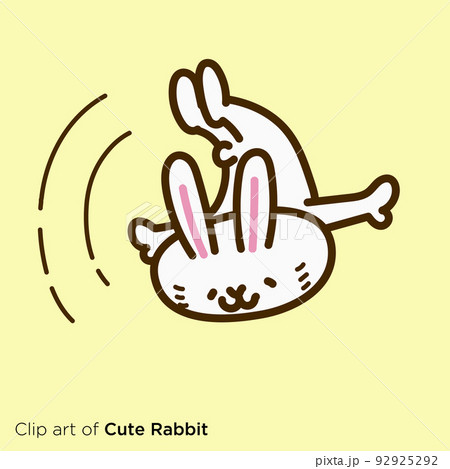 ウサギのキャラクターイラストシリーズ　「宙返りするウサギ」 92925292