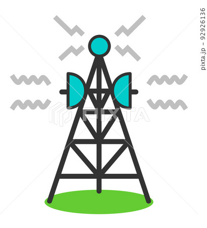 高所から電波を送信する鉄塔のイラスト 92926136