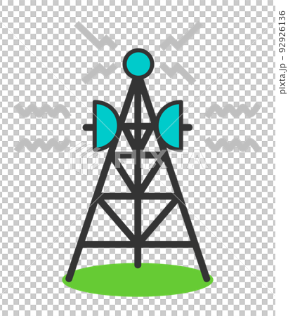 高所から電波を送信する鉄塔のイラスト 92926136