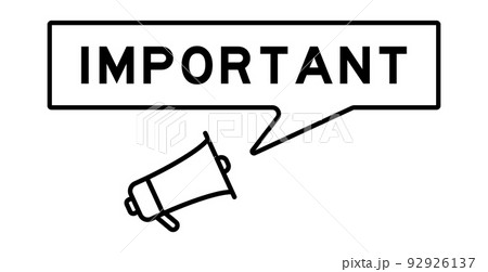 Megaphone icon with speech bubble in word important on white background 92926137