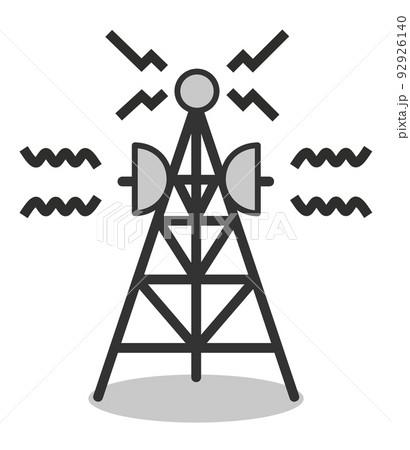 高所から電波を送信する鉄塔のイラスト 高所から電波を送信する鉄塔のイラスト 92926140