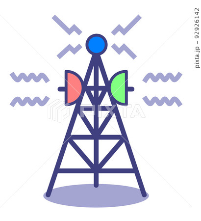 高所から電波を送信する鉄塔のイラスト 高所から電波を送信する鉄塔のイラスト 92926142