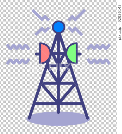 Illustration of a steel tower that transmits radio waves from a high place Illustration of a steel tower that transmits radio waves from a high place 92926142