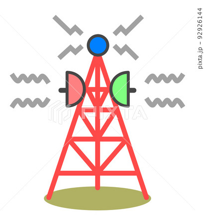 高所から電波を送信する鉄塔のイラスト 高所から電波を送信する鉄塔のイラスト 92926144