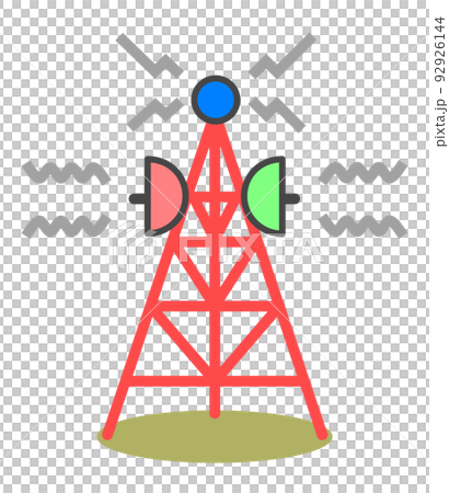 從高處傳輸無線電波的鋼塔插圖 從高處傳輸無線電波的鋼塔插圖 92926144