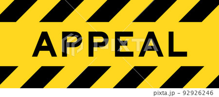 Yellow and black color with line striped label banner with word appeal 92926246