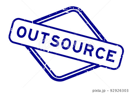 Grunge blue outsource word rubber seal stamp on white background Grunge blue outsource word rubber seal stamp on white background 92926303
