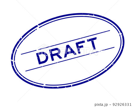 Grunge blue draft word oval rubber seal stamp on white background 92926331