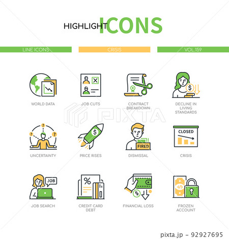 Problems of the global crisis - modern line design style icons set Problems of the global crisis - modern line design style icons set 92927695