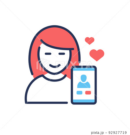 Online video chat - vector line design single isolated icon 92927719