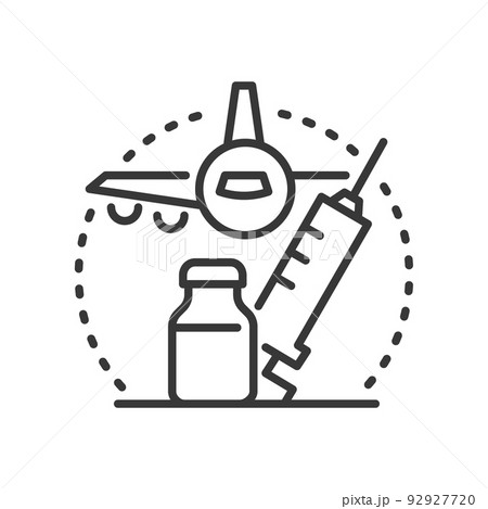 Vaccination before the flight - vector line design single isolated icon 92927720