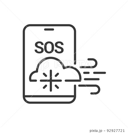 Snowfall on the weather forecast - vector line design icon 92927721