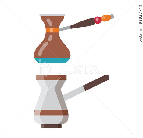 Turkish Coffee and Arabic Cezve in Flat Turkish Coffee and Arabic Cezve in Flat 92927748