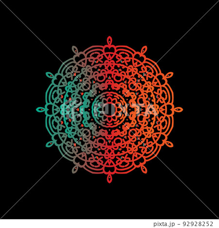 vector art of circular pattern in mandala shape for Henna, Mehndi, decoration. ethnic oriental style decorative illustration golden color vector art of circular pattern in mandala shape for Henna, Mehndi, decoration. ethnic oriental style decorative illustration golden color 92928252