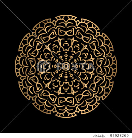 vector art of circular pattern in mandala shape for Henna, Mehndi, decoration. ethnic oriental style decorative illustration golden color 92928269