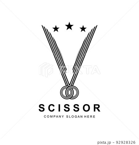 Scissors Logo Design, Vector Illustration Cutting Tool Icon Sticker Banner And Barber Company Brand 92928326