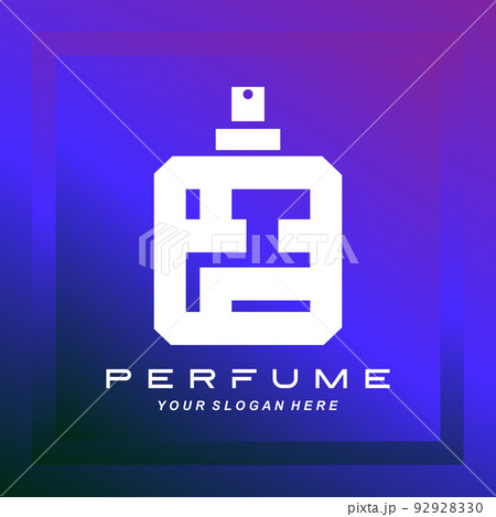 Luxury perfume bottle logo design, illustration - Stock