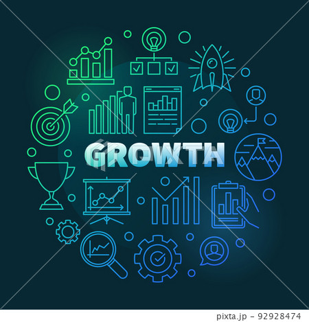 Vector Growth colored round outline illustration Vector Growth colored round outline illustration 92928474