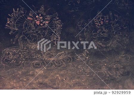 インド最北の秘境、ザンスカール地方ザンラチョモ僧院の壁画 92929959