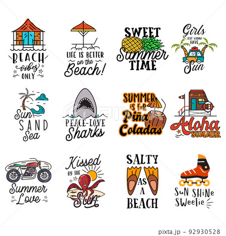 Set of colorful emblems with creative inscriptions on summer theme 92930528