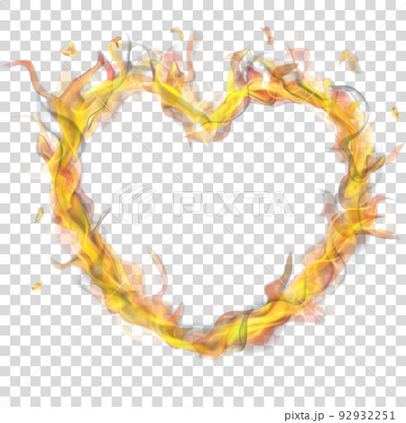 Heart of fire flame with smoke 92932251