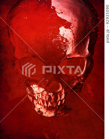 赤いドクロの素材 92935090