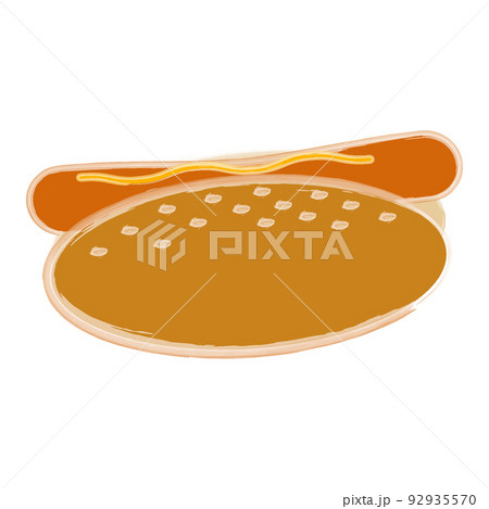 Appetizing hot dog on a transparent background in a watercolor manner. Fast food. Lifestyle. isolate 92935570