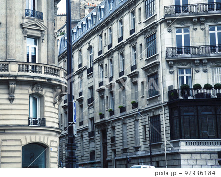 houses on french streets of Paris. citylife concept. regular view close up houses on french streets of Paris. citylife concept. regular view close up 92936184