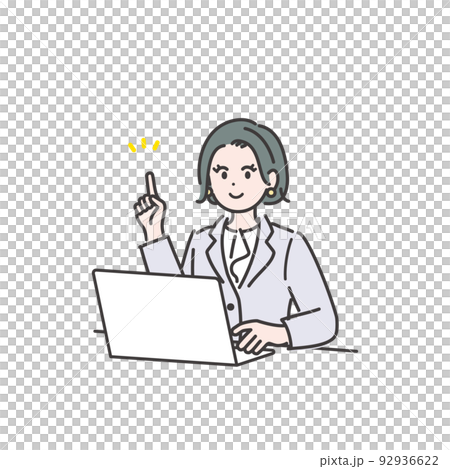 Illustration material of a business woman working in the office Pointing 92936622